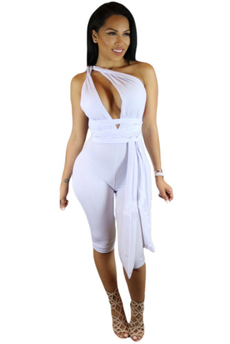 White Variety Strap Wrap Cropped Jumpsuit