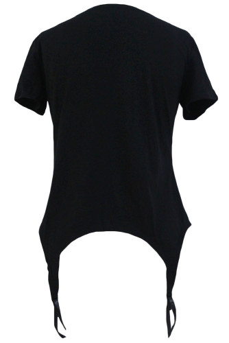 Stunning Sequined Heart Black Garter T-shirt