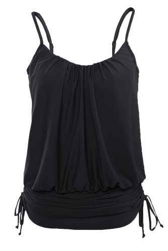 Black Spaghetti Strap Tankini Swim Top