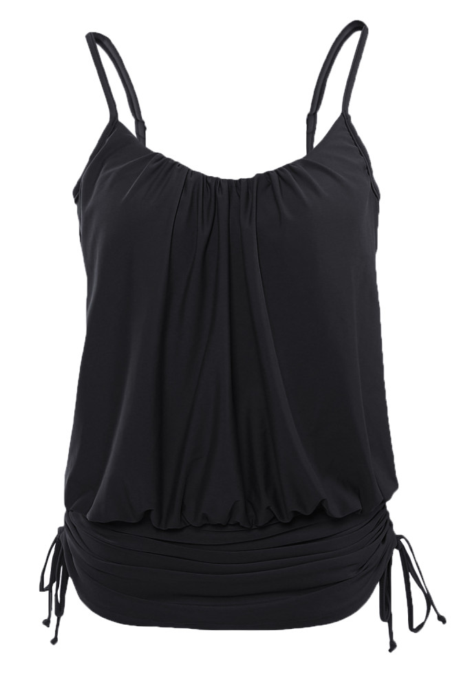 Black Spaghetti Strap Tankini Swim Top