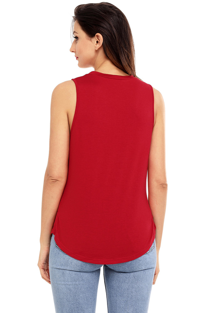 Wine Laser Cut Detail Tank Top