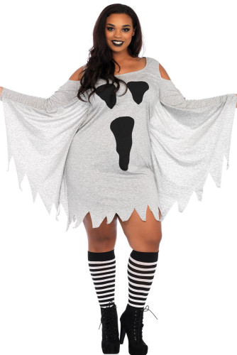 Halloween Ghost Print Jersey Plus Size Dress