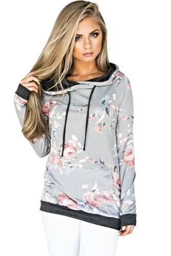 Casual Floral Printed Hoodie