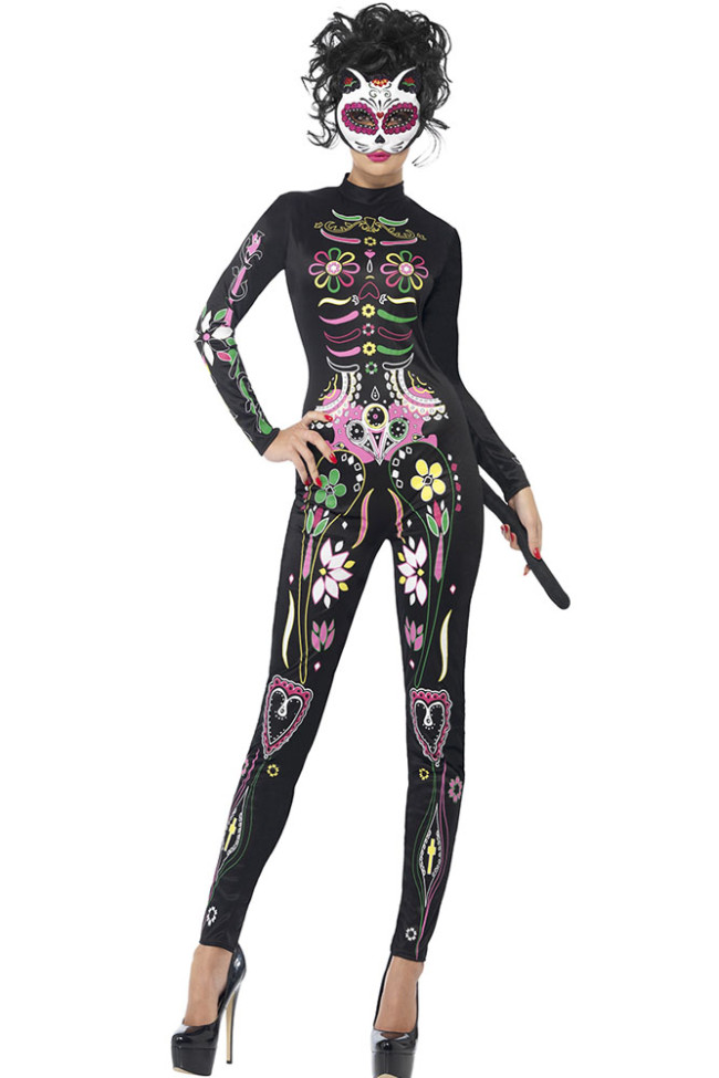 Sugar Skull Cat Halloween Party Costume