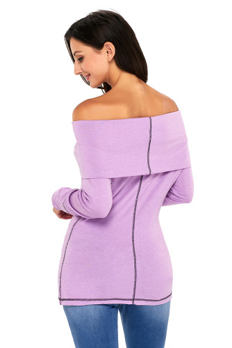 Purple Off The Shoulder Long Sleeve Top