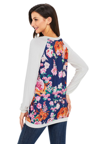 White Raglan Sleeve Floral Top
