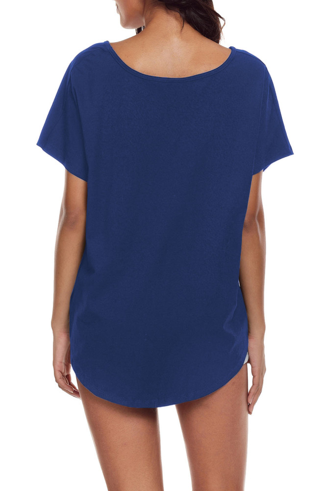Blue Draped Front Knot Top