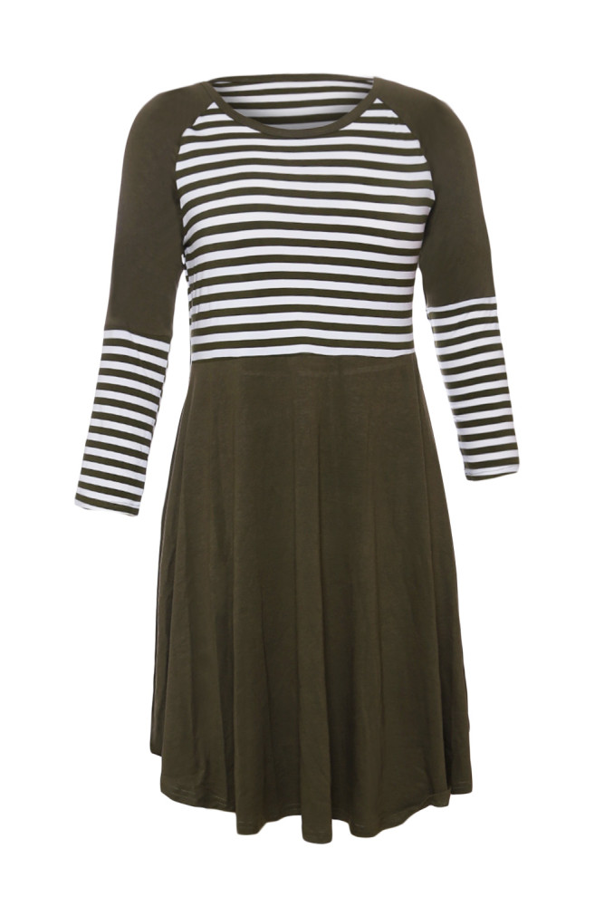 Olive Chic Blocked Stripe Jersey Dress