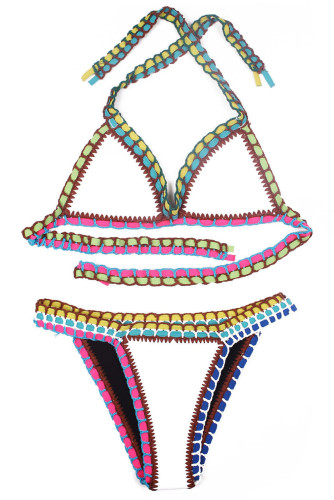 White Handmade Crotchet Neoprene Latex Bathing Suit