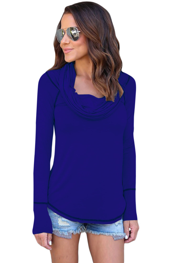 Blue Off The Shoulder Long Sleeve Top
