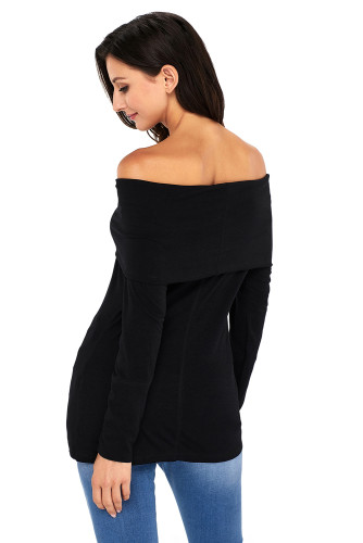 Black Off The Shoulder Long Sleeve Top