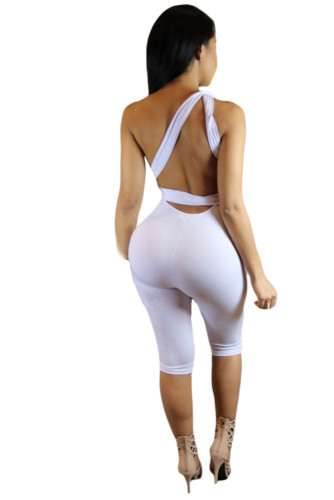 White Variety Strap Wrap Cropped Jumpsuit