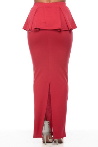 Red Peplum Maxi Skirt