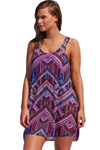 Purplish Boho Style Sheer Chiffon Beach Dress