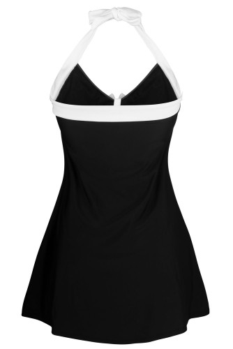Black White Stripes One-piece Swimdress