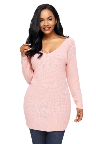 Pink Never Look Back Lace Up Sweater