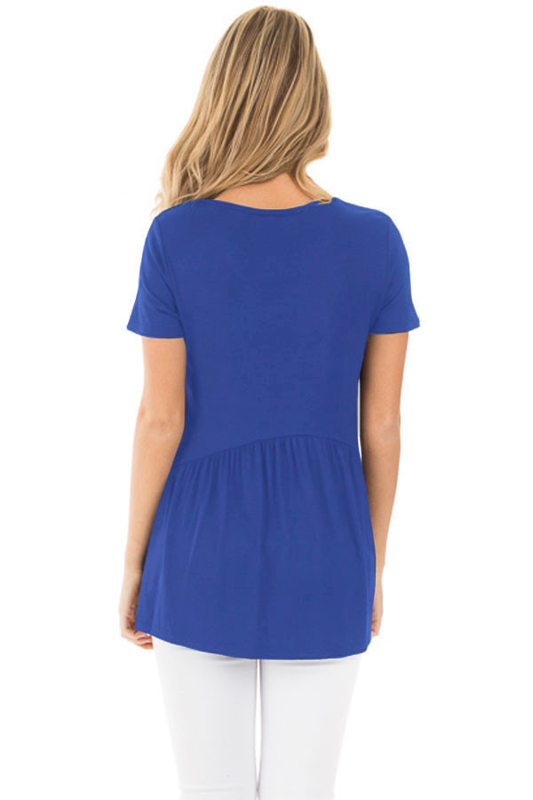 Blue Sweetheart Neckline Babydoll Style T-shirt