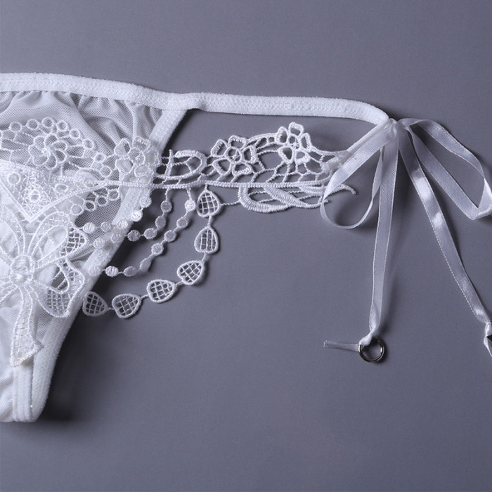 White Embroidered & Beaded Lady Knicker