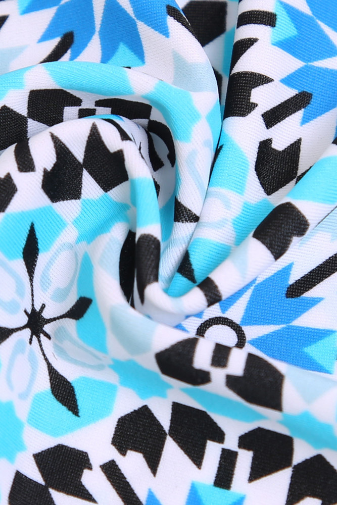 Abstract Print Racerback Tankini Blue Skort Swimsuit