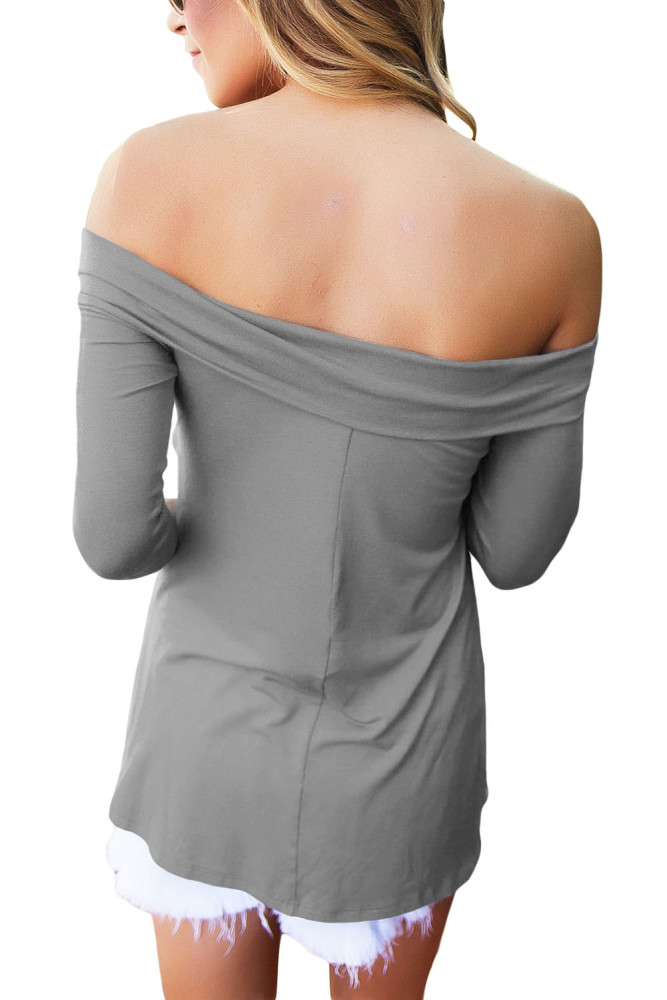 Gray Cross Front Off The Shoulder Top