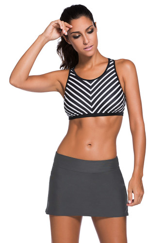 Grey Skirted Swim Bikini Bottom