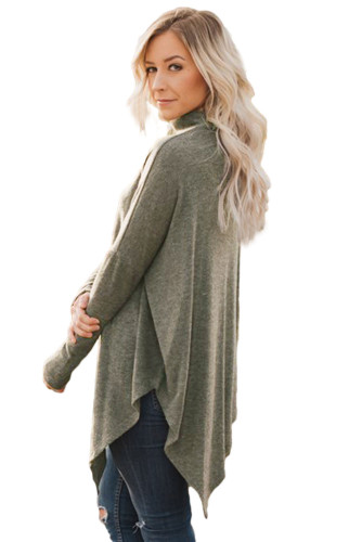 Coffee Soft Faux Poncho High Neck Sweater