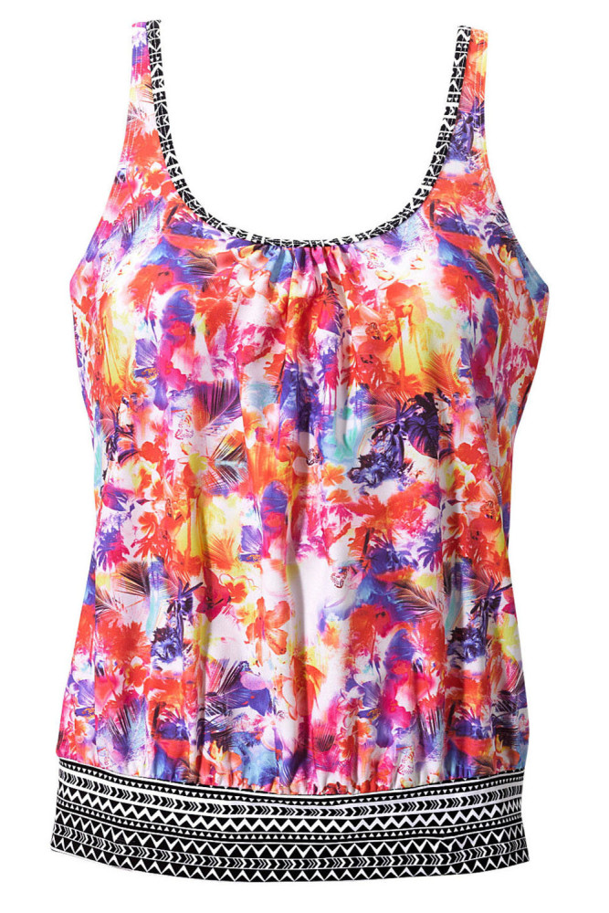 Vibrant Floral Beach Ethnic Print 2pcs Tankini Swimsuit