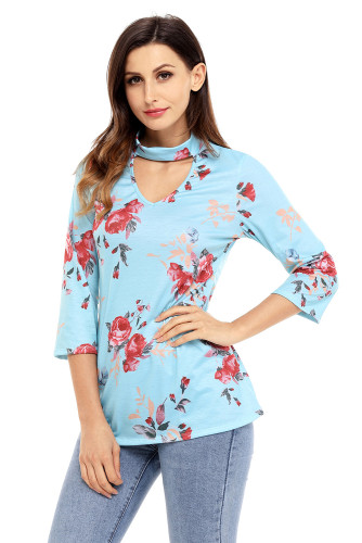 Floral Choker Top in Mint