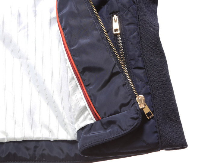 Navy Diamond Quilted High Neck Cotton Jacket