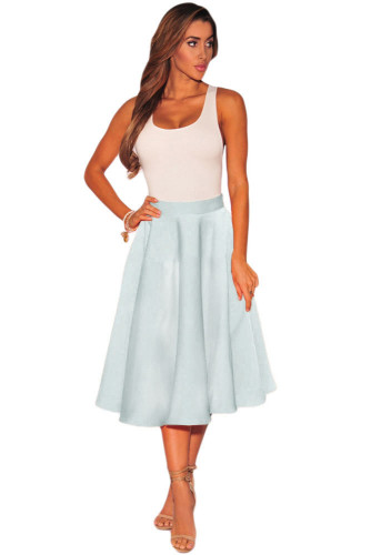 Grey Flared A-Line Midi Skirt