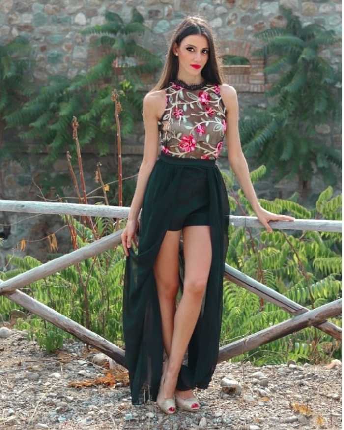 Black Sheer Mesh Embroidery Chiffon Romper Maxi Dress