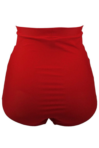 Red Retro High Waisted Swim Short