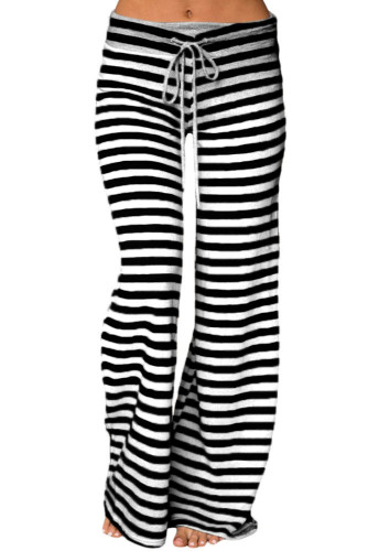Black White Striped Wide Leg Pants