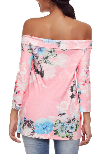 Pink Floral Off Shoulder Crisscross Top