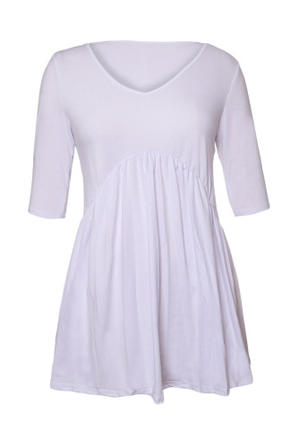 White 3/4 Sleeve Babydoll Tops