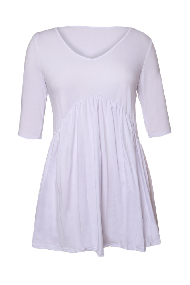 White 3/4 Sleeve Babydoll Tops