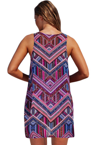 Purplish Boho Style Sheer Chiffon Beach Dress