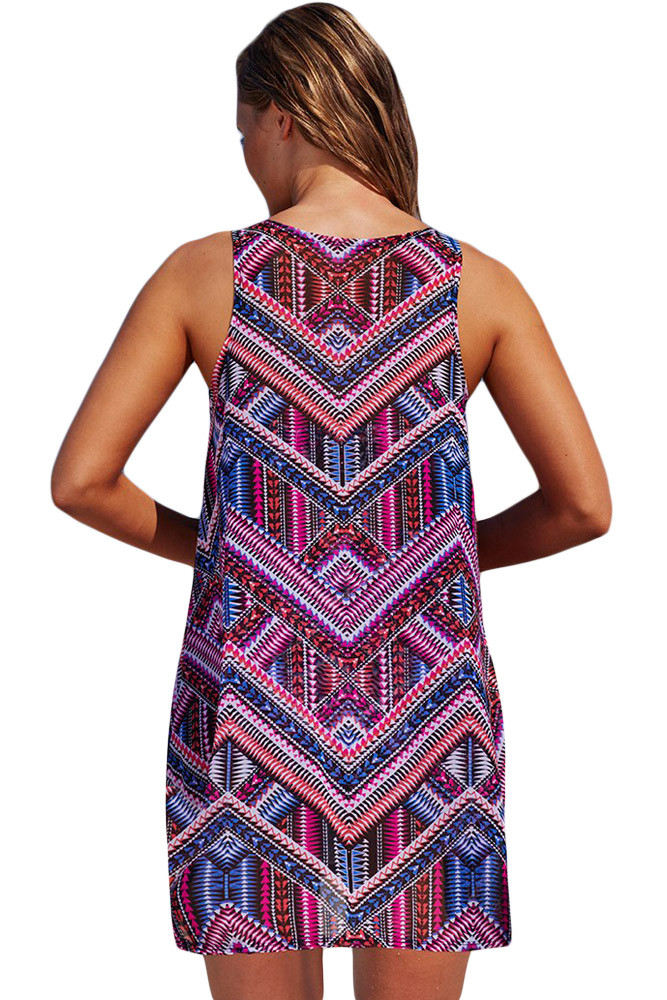 Purplish Boho Style Sheer Chiffon Beach Dress