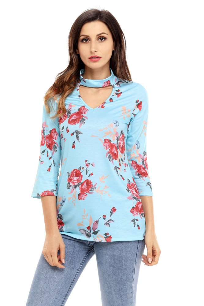 Floral Choker Top in Mint