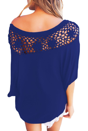 Royal Blue Crochet Neckline Top