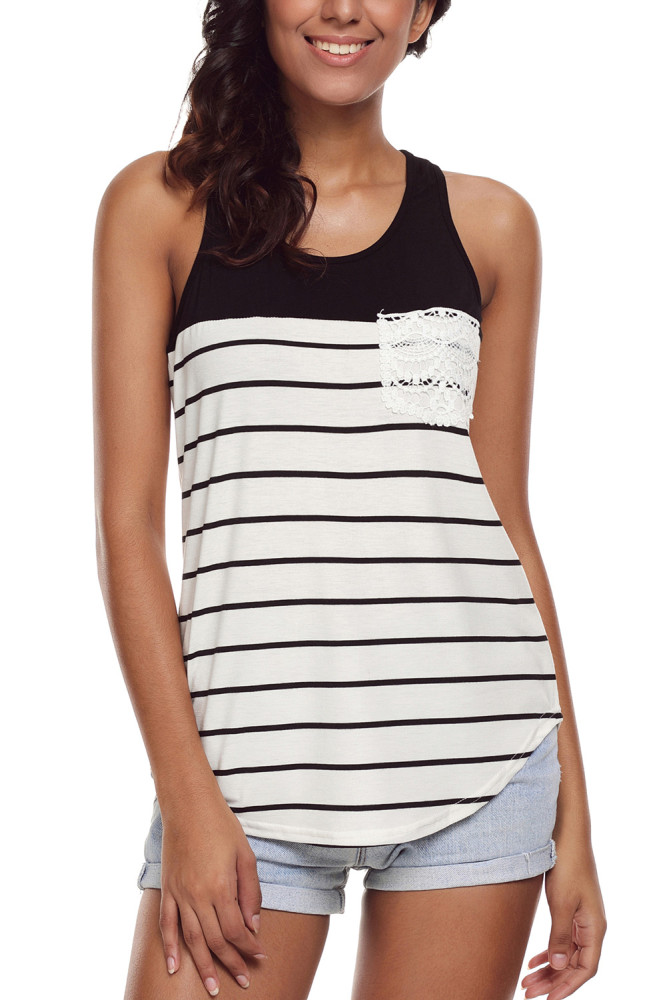 Stylish Striped Black Block Racerback Tank Top