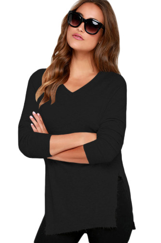 Heather Black V Neck Sweater