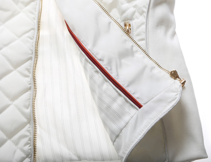 White Diamond Quilted High Neck Cotton Jacket