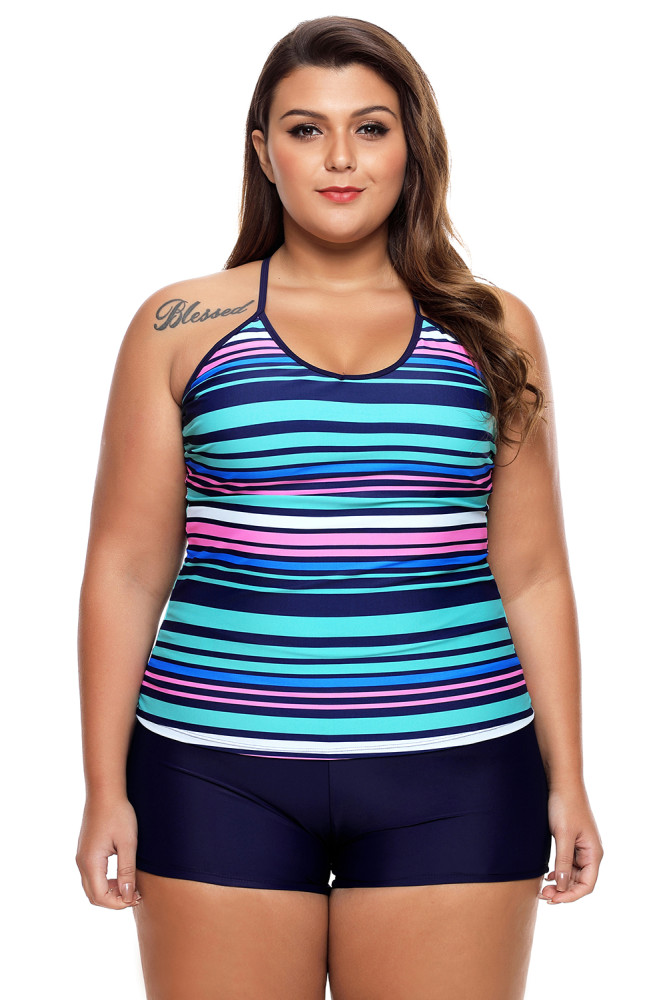 Rainbow Stripes Tankini Swimwear
