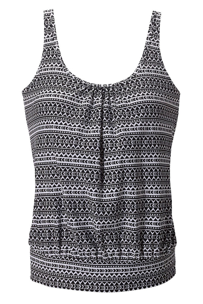 Monochrome Beach Ethnic Print 2pcs Tankini Swimsuit