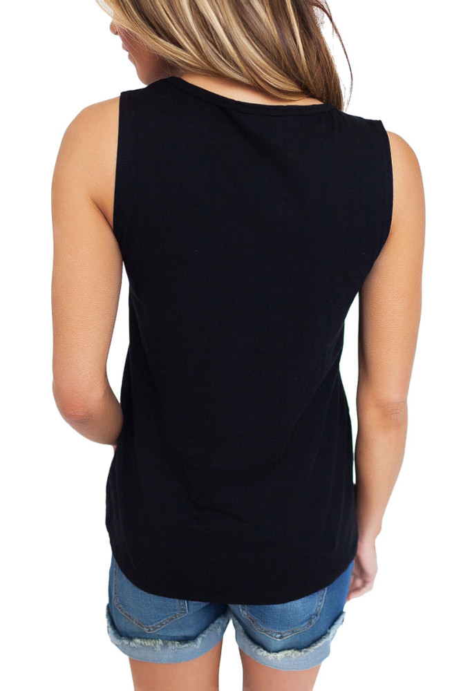Black T Front Strappy Neck Tank