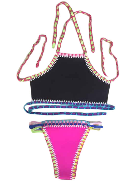 Rosy Handmade Crochet Neoprene Tankini Swimsuit
