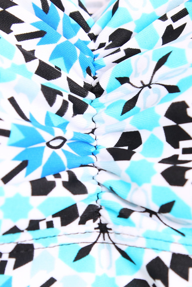 Abstract Print Racerback Tankini Blue Skort Swimsuit