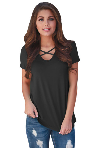 Black Floral Print Lower Back T-shirt