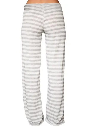 Grey White Striped Wide Leg Pants